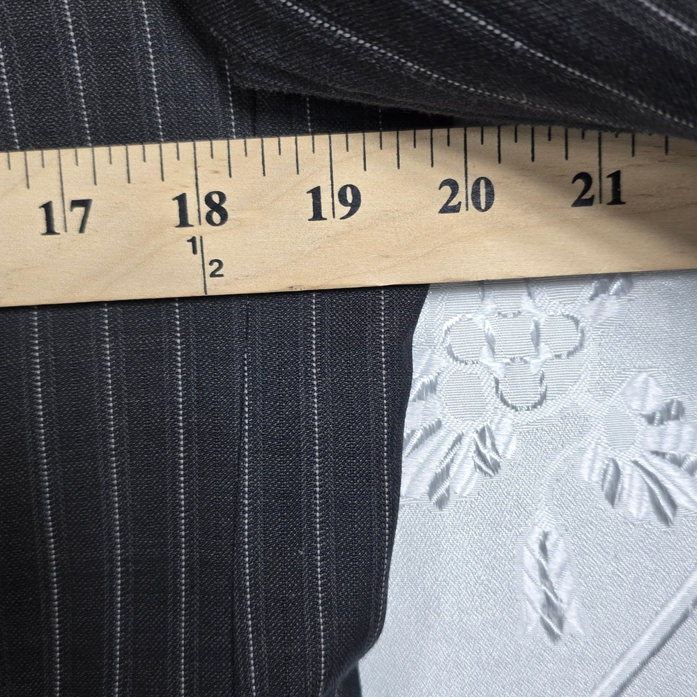 Murano Collezione Sport Coat Blazer Men 42R Charcoal Pinstripe Worsted Wool - Picture 6 of 10